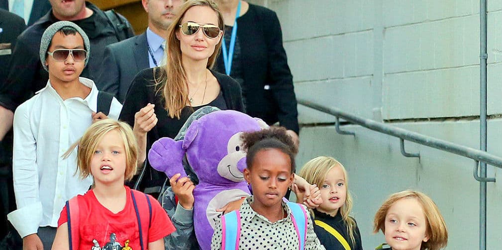 2. Angelina Jolie: Esta actriz tiene literal un kinder, sus hijos son Maddox, Zahara, Shiloh, Pax, Knox Leon y Vivienne.