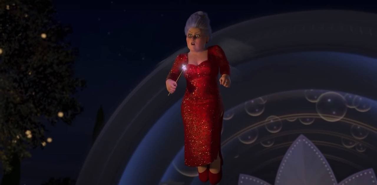 Hada Madrina intenta que su hijo se case con Fiona en 'Shrek 2'.