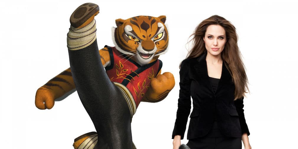 1. Angelina Jolie: Participó en Kung Fu Panda. La actriz le prestó su voz a la sensual y peligrosa Tigress.