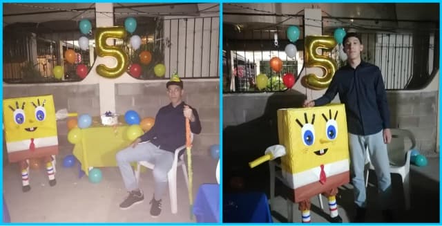 Nació en año bisiesto y festejó sus 5 años con una fiesta temática de Bob Esponja