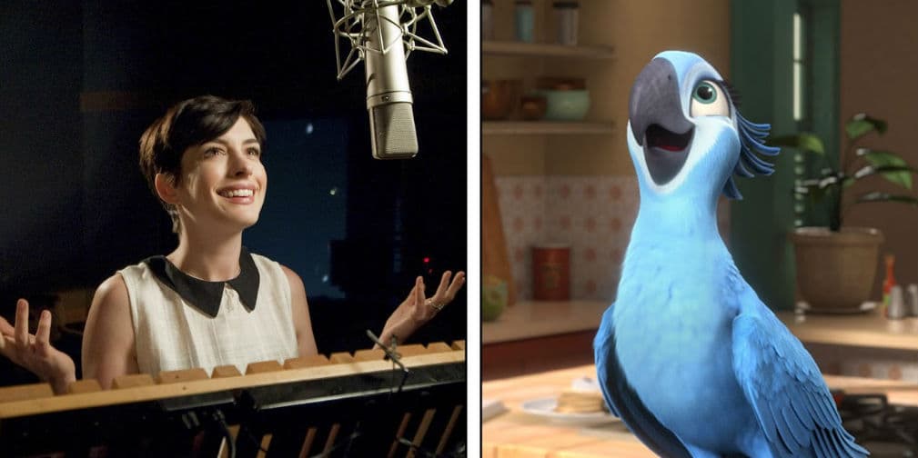 2. Anne Hathaway: La ganadora del Oscar es la siempre feliz y atrevida Jewel, una guacamaya en Río.