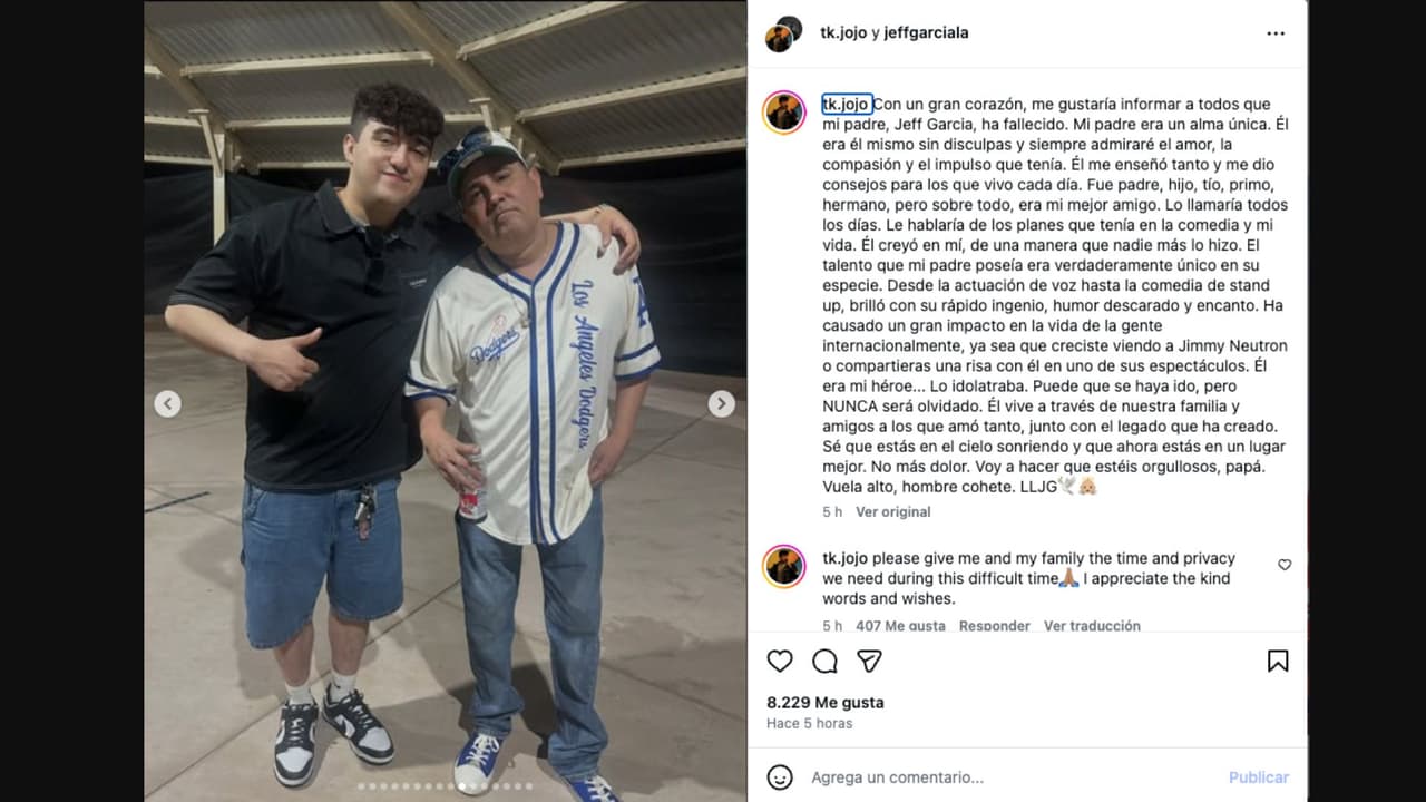 Hijo de Jeff Garcia le dedica emotivo mensaje en redes sociales