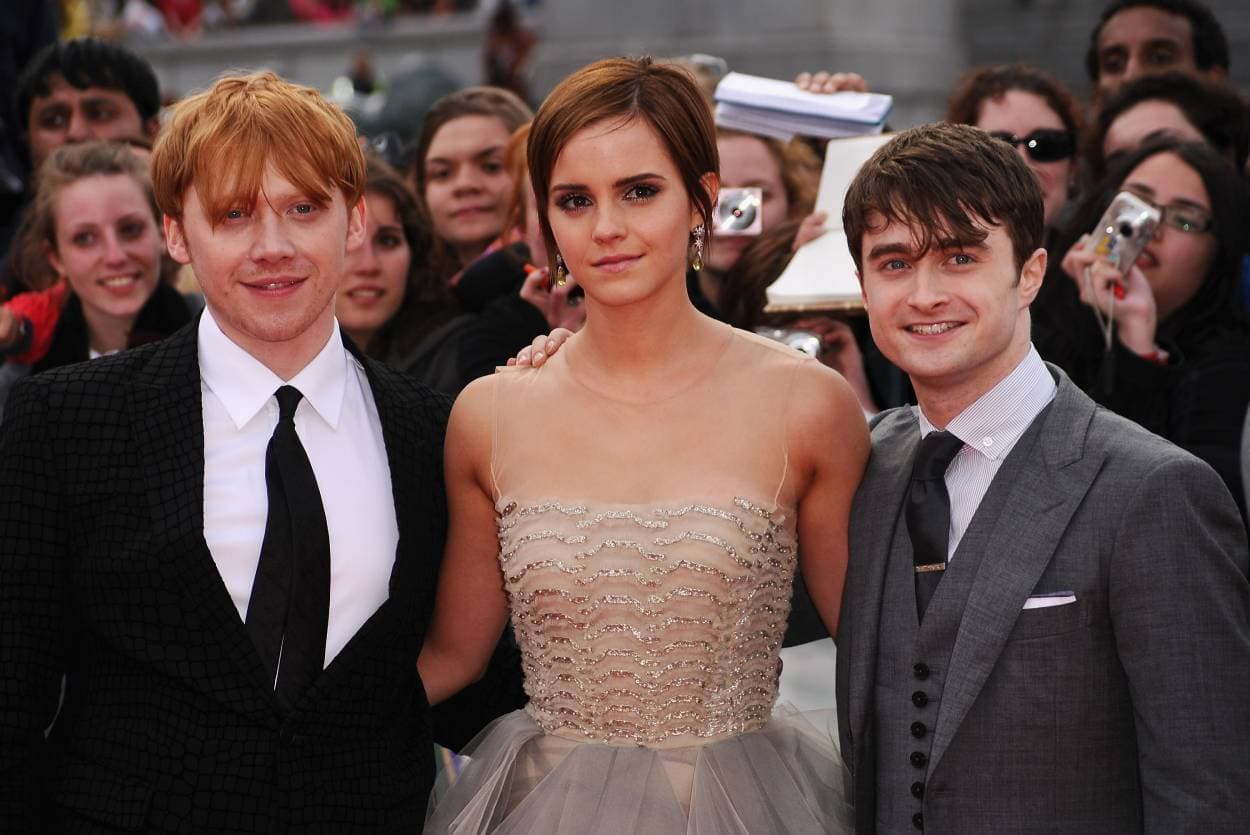 Rupert Grint, Emma Watson y Daniel Radcliffe en la premier de Harry Potter and The Deathly Hallows - Part 2