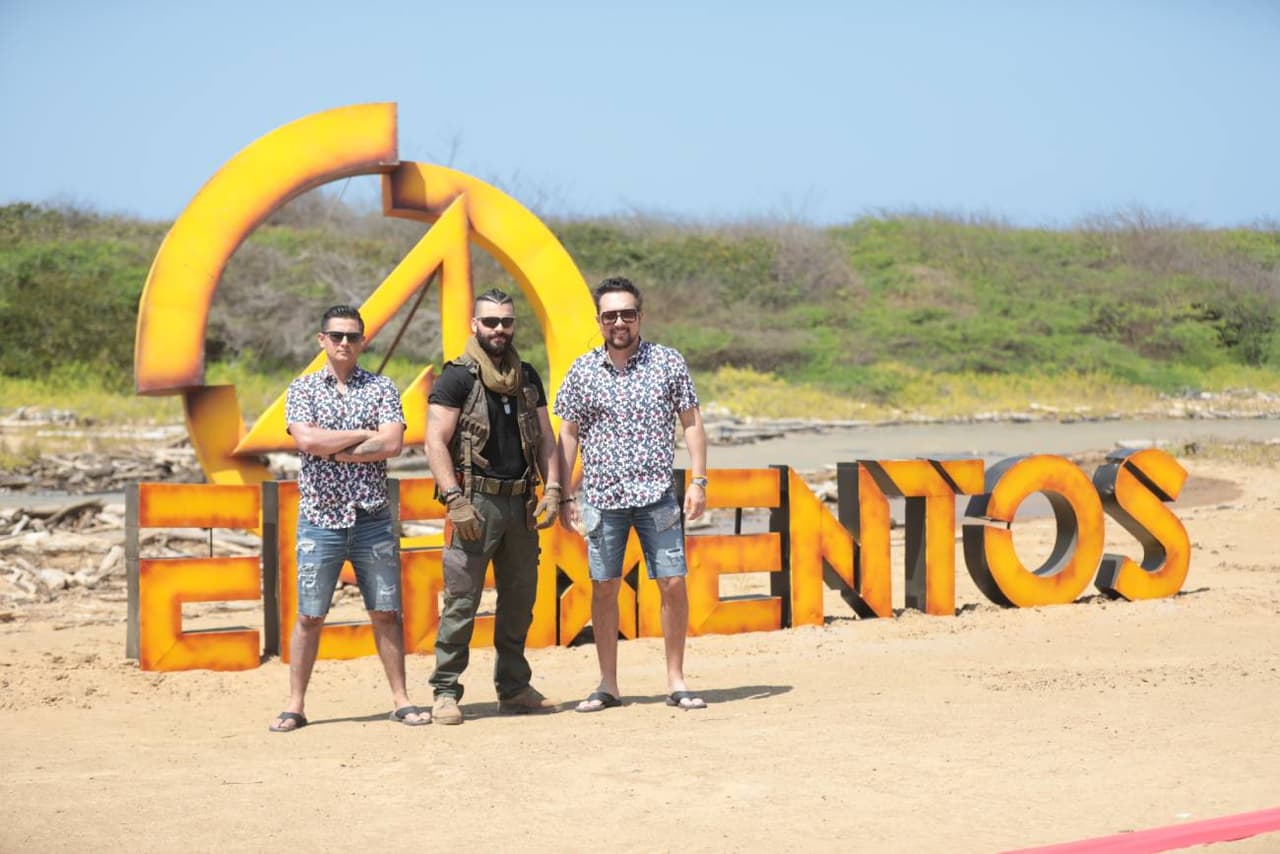 Yavidan, Adrián Di Monte y Bazooka en las grabaciones de Reto 4 Elementos 2023.