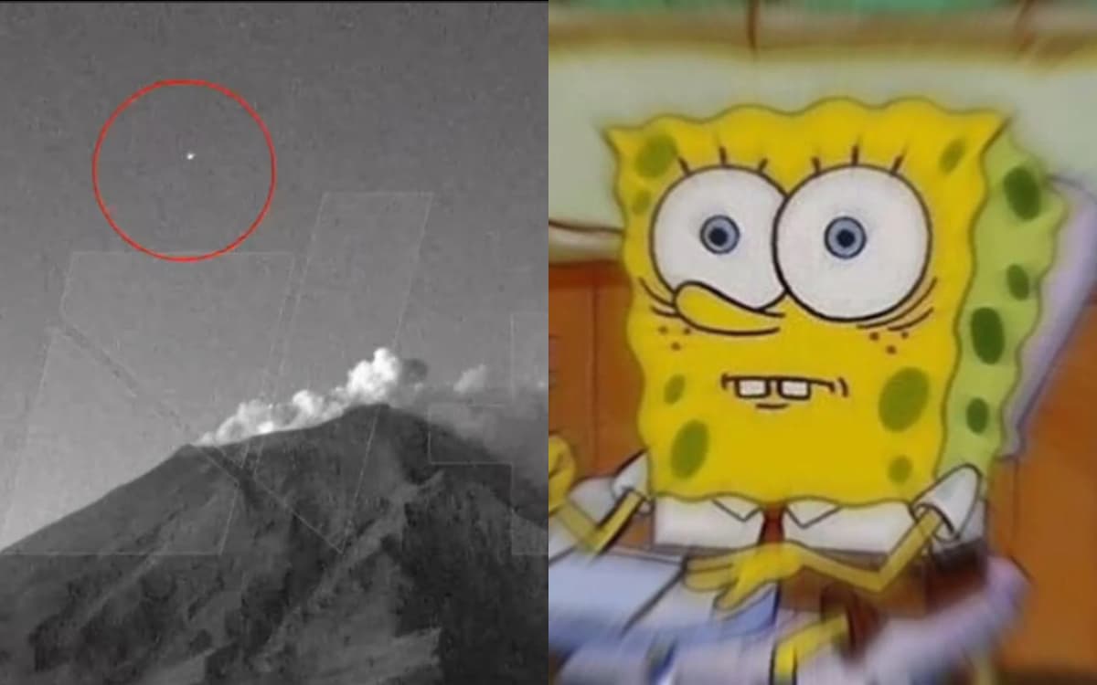Captan extraña luz en el Popocatépetl y usuarios aseguran que podría ser un ovni