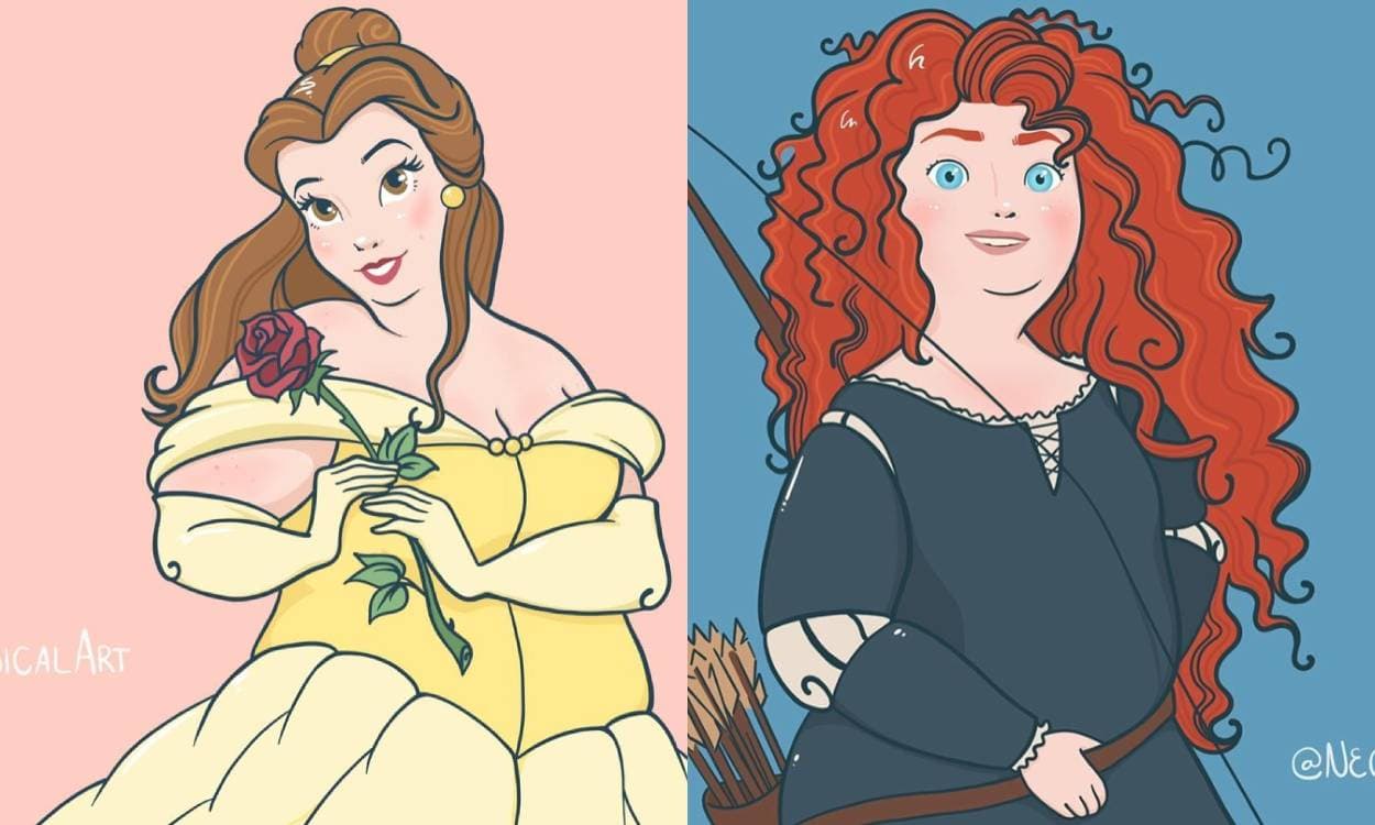 Dibujan a princesas Disney con más curvas para desafiar estereotipos