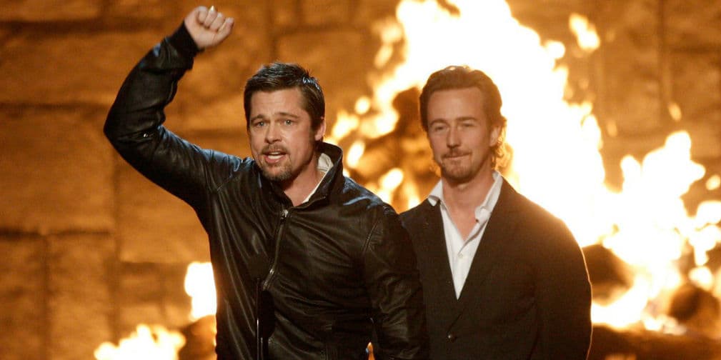 10. Brad Pitt y Edward Norton: Filmaron una escena de Fight Club completamente en estado de ebriedad.