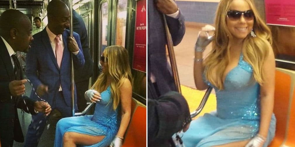 1. Mariah Carey: La cantante salió de una gala y decidió transportarse con todo y vestido en el metro de Nueva York