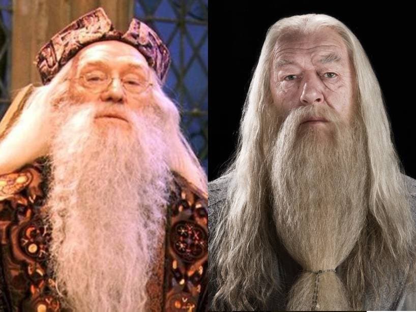 Richard Harris y Michael Gambon en Harry Potter