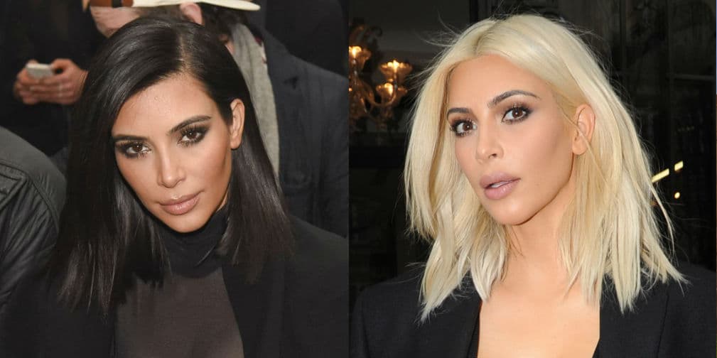 1. Kim Kardashian: La pareja de Kanye West se presentó con cabellera platinada a un desfile en París.
