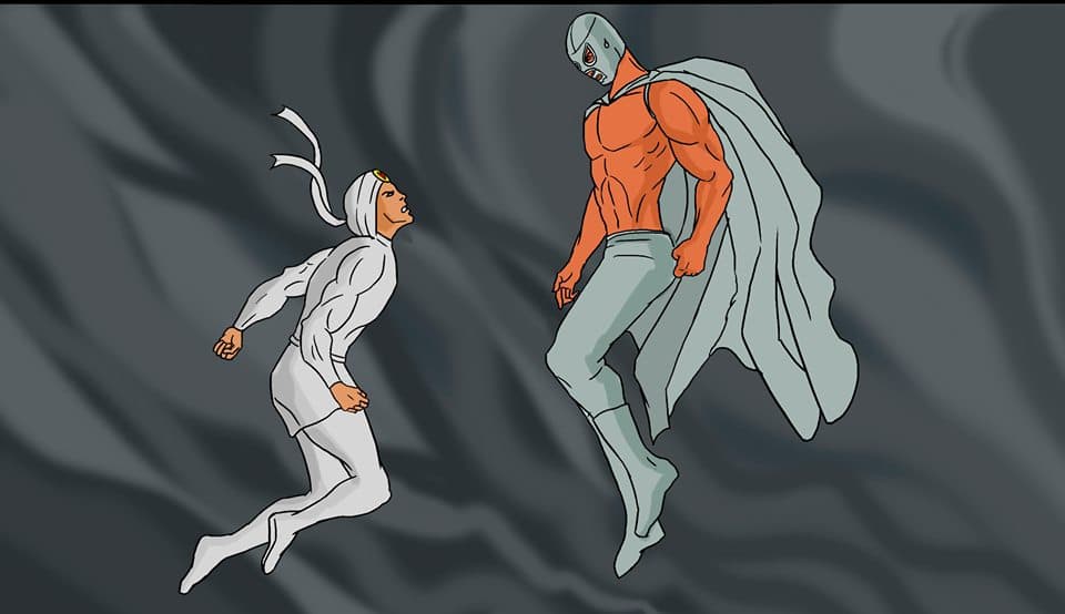 Nos brinda duelos memorables, como este de Kalimán contra El Santo.