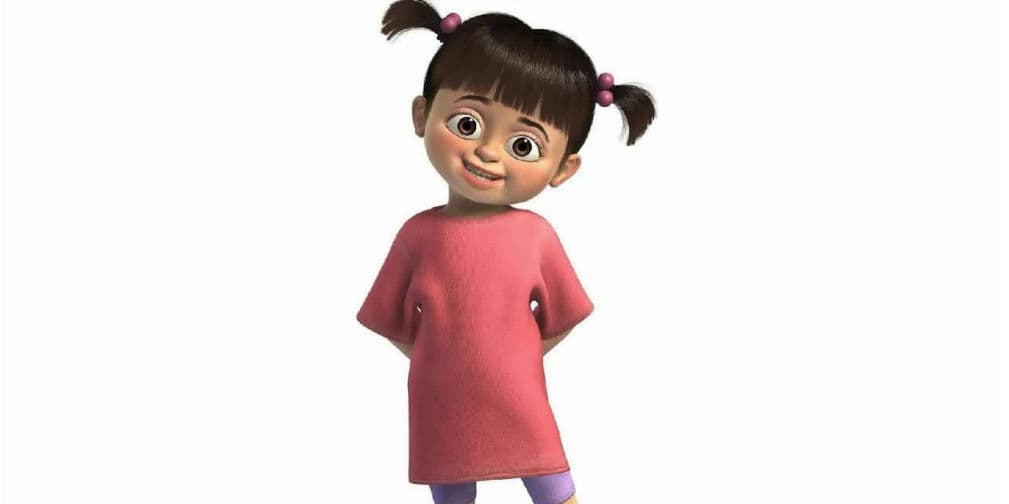 2. Boo: La pequeña niña que Mike y Sulley de Monsters Inc. tienen que asustar, y terminan cuidando.