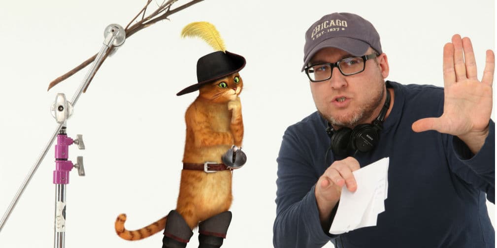 Gato con Botas pone mucha atención a las indicaciones del director de Shrek 4: Por Siempre.