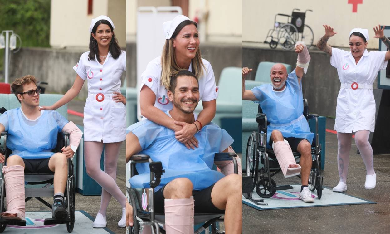 Durante una de las pruebas de 'Inseparables 2021', las mujeres tuvieron que vestirse como enfermeras mientras sus parejas tuvieron que estar todo el tiempo en una silla de ruedas. ¡Y así les fue!