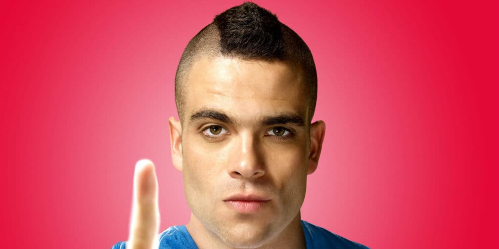 2. Puck: Uno de los personajes que más nos hizo sufrir en Glee, ya que era el típico chico rudo y burlón.