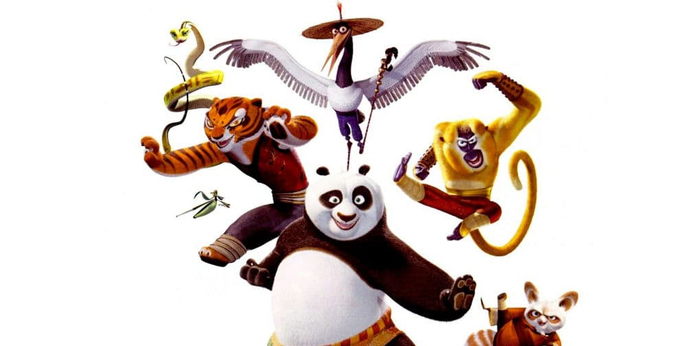 Kung Fu Panda (2008): Po (Jack Black), un joven panda con sobrepeso, entusiasta del kung-fu que idolatra a los Cinco Furiosos.