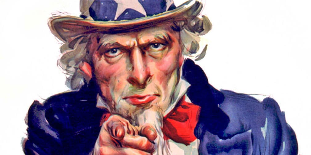 4. Tío Sam: Representa el patriotismo estadounidense, y se trata de una imagen recreada por el caricaturista político JM Flagg.